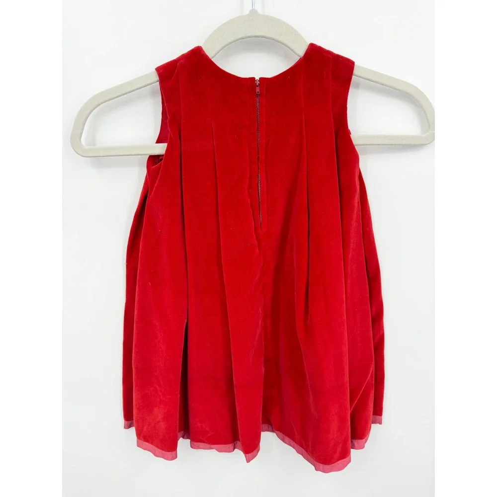 Florence Eiseman‎ Neiman Marcus Velvet Dress Kids 1T Red Floral Applique Vintage
